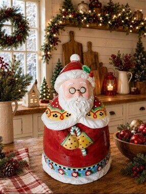 Ceramic Santa Cookie Jar by Mary Engelbreit Engelbrite Englebrite 1999 EUC